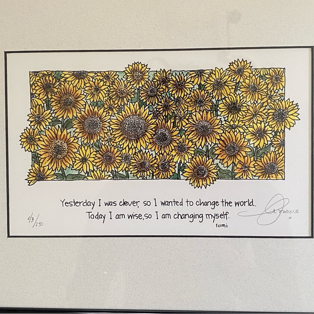 New Rumi quote sunflower framed wall art artwork